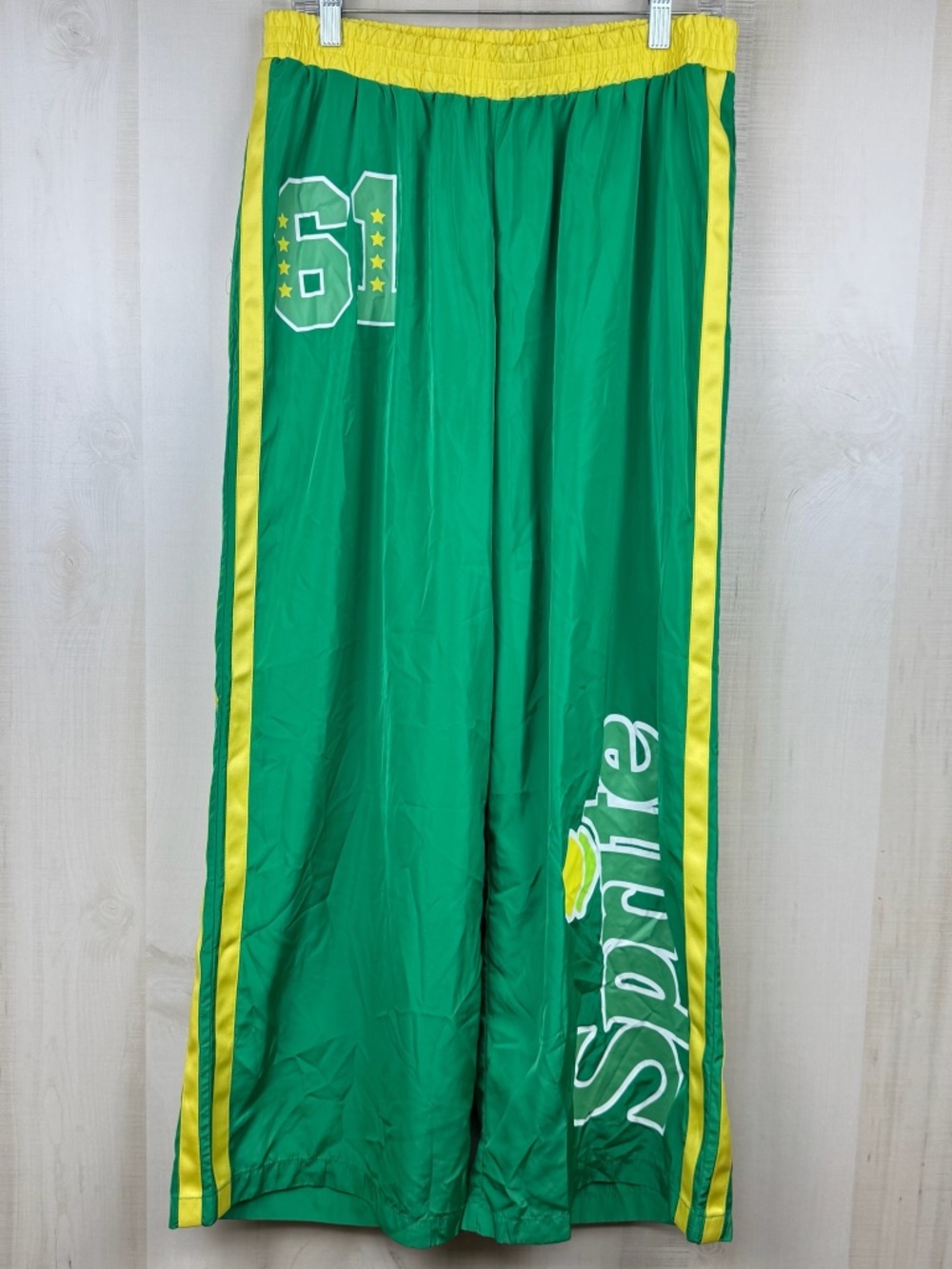 Vintage Y2K Sprite LIghtweight Track Pants Green Yellow Stripes #61 Size XL